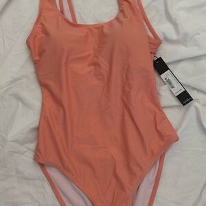 Nicole Miller Coral-Peach Scoop One-Piece Swimsuit